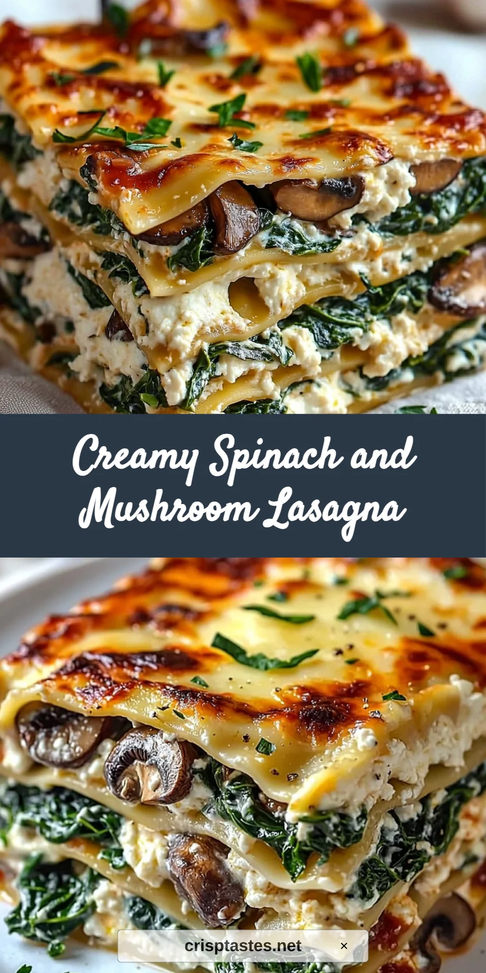 Creamy Spinach and Mushroom Lasagna