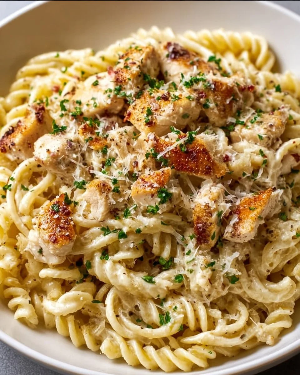 Crockpot Garlic Parmesan Chicken Pasta