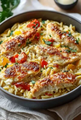 Easy Boursin Orzo Bake with creamy sauce and pasta in a baking dish