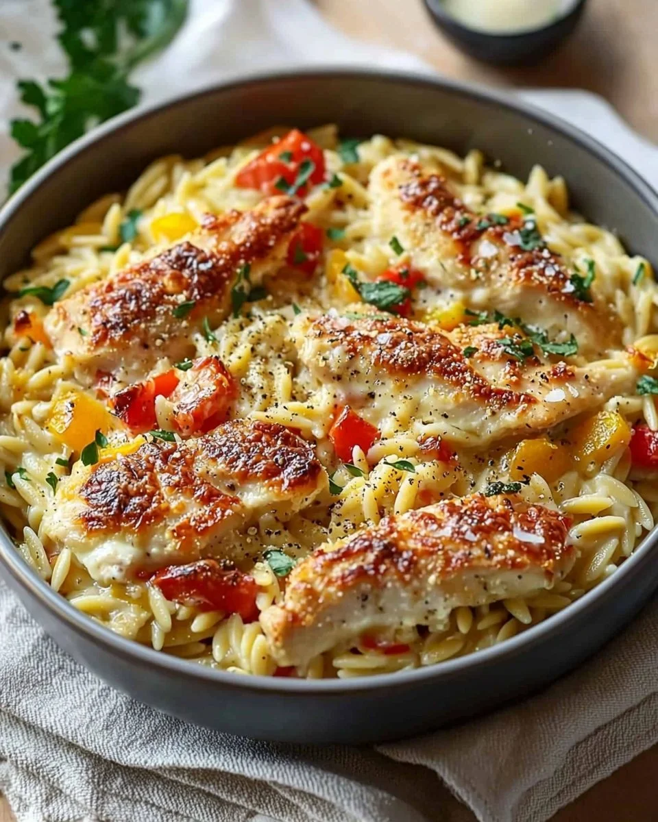 Easy Boursin Orzo Bake