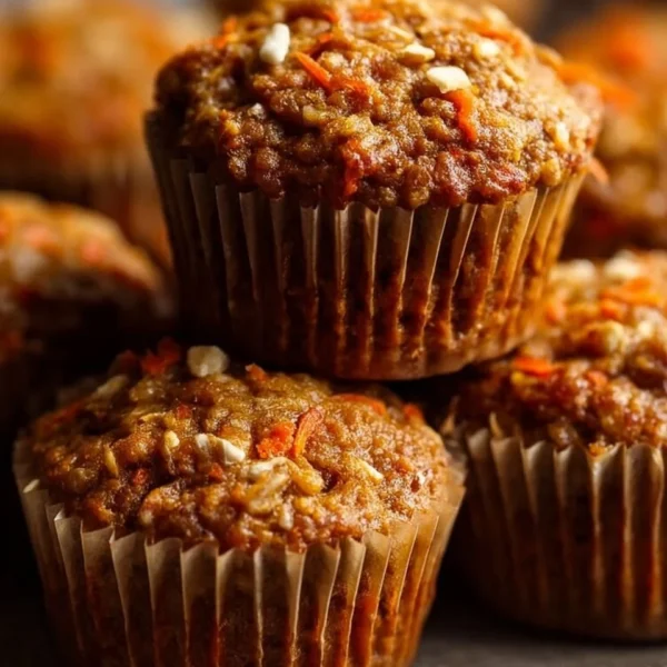 Delicious carrot oatmeal muffins in a rustic setting