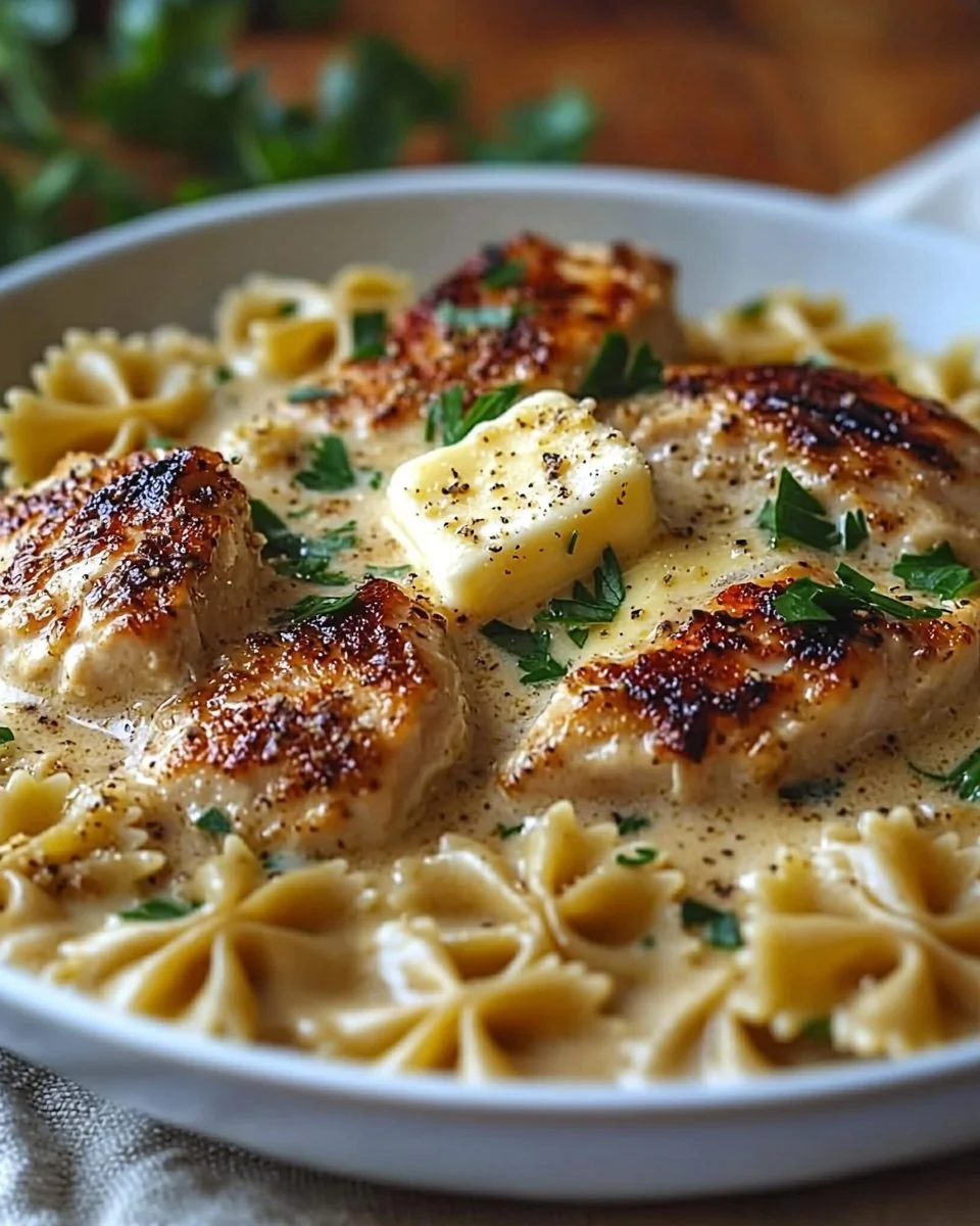 Garlic Butter Chicken and Bowtie Pasta
