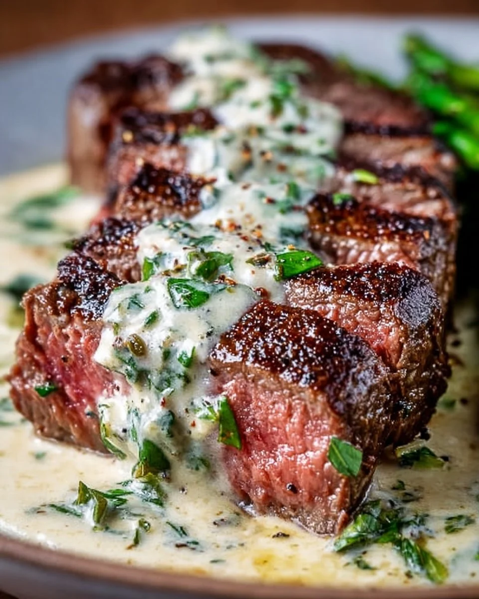 Garlic Butter Steak With Parmesan Cream Sauce