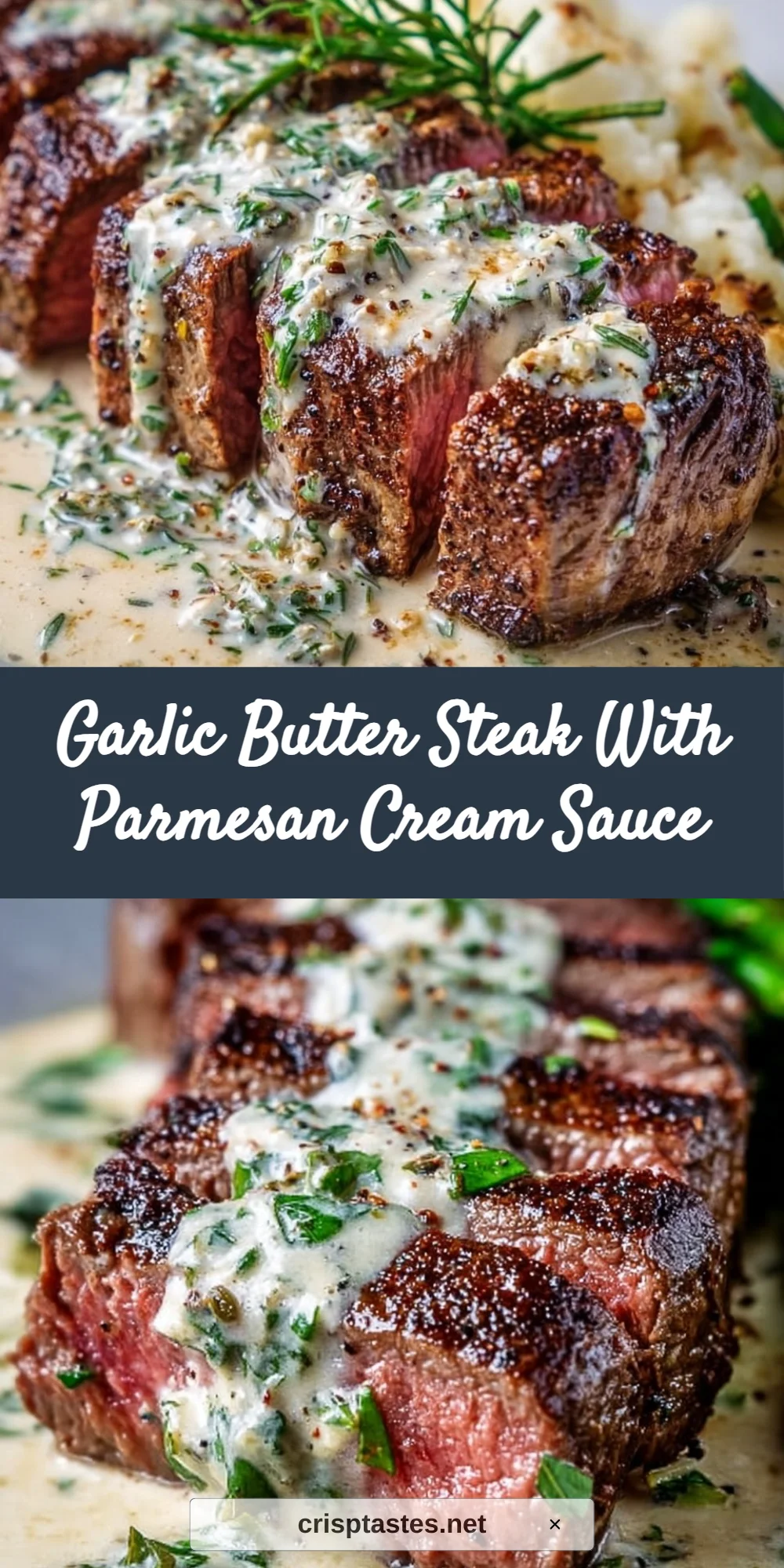 Garlic Butter Steak With Parmesan Cream Sauce
