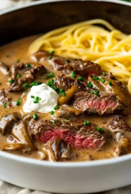 Gordon Ramsay's Beef Stroganoff served in a creamy sauce with mushrooms