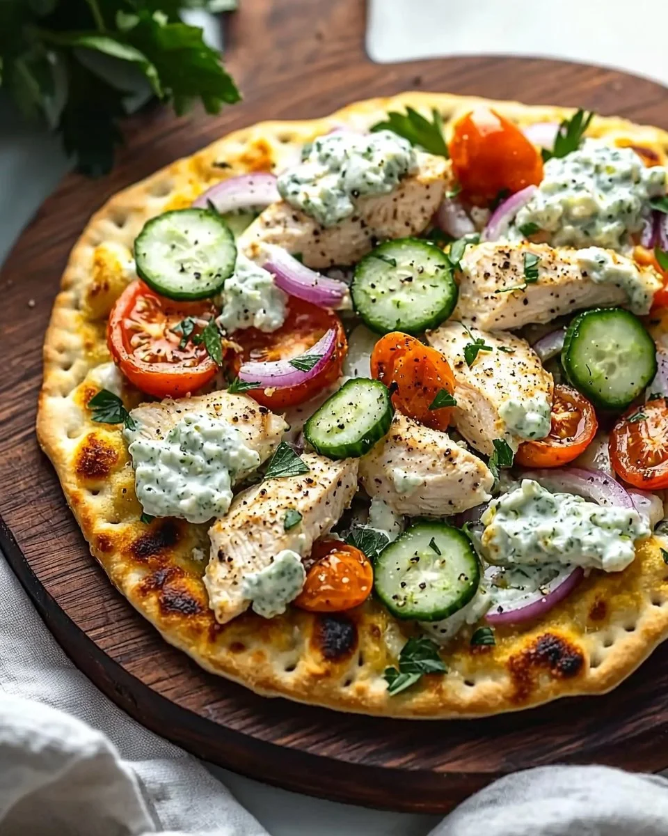 Greek Chicken Flatbread