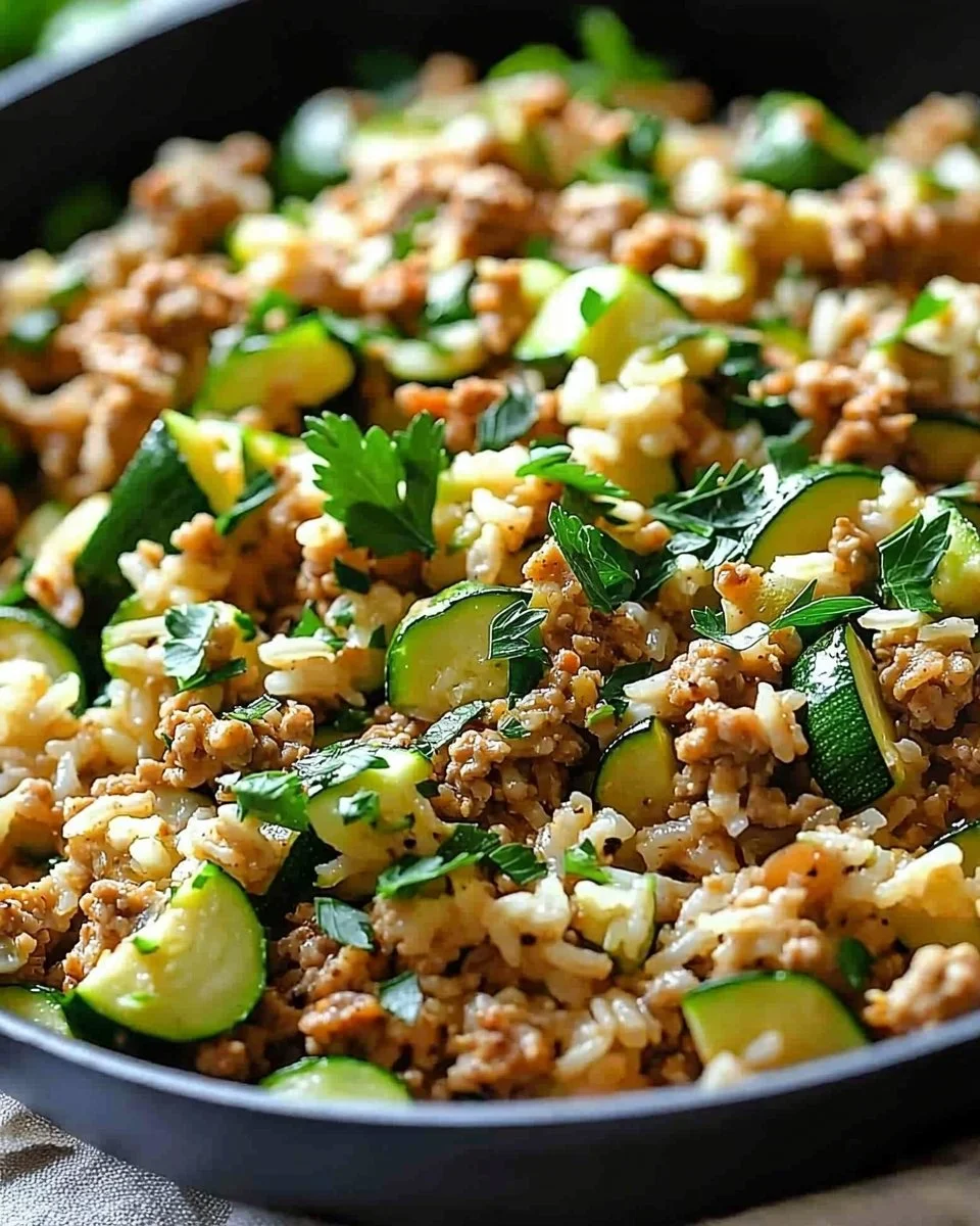 Ground Chicken Zucchini Rice Skillet