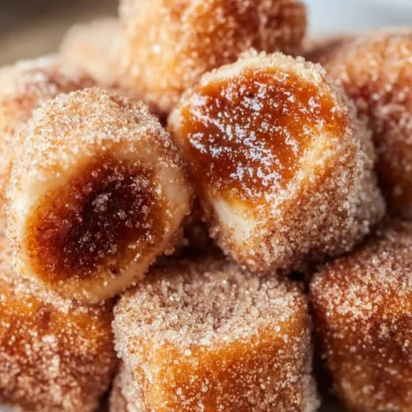 Healthy air fryer churro bites served on a plate with a cinnamon-sugar dusting