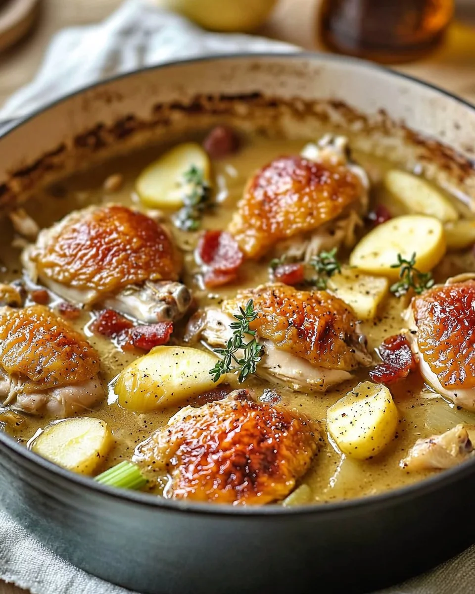 Hearty French Chicken Casserole in the Style of Normandy for Cozy Nights