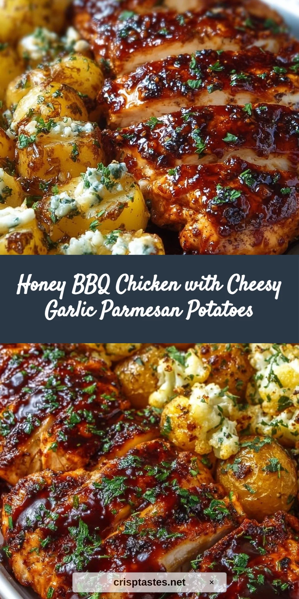 Honey BBQ Chicken with Cheesy Garlic Parmesan Potatoes