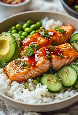 Honey Sriracha Salmon bowl with vibrant vegetables and grains