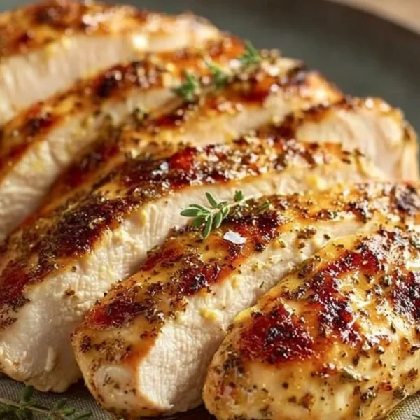 Delicious Ina Garten boneless skinless chicken breasts ready to serve.