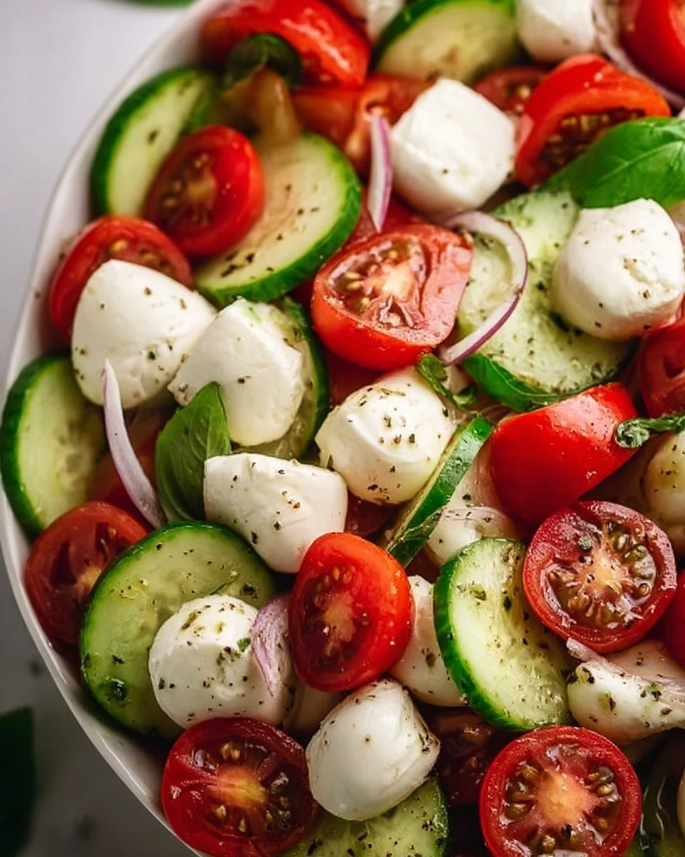 Juicy Cucumber Caprese Salad
