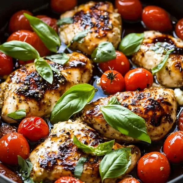 One-Pan Juicy Chicken with Balsamic Sauce on a plate