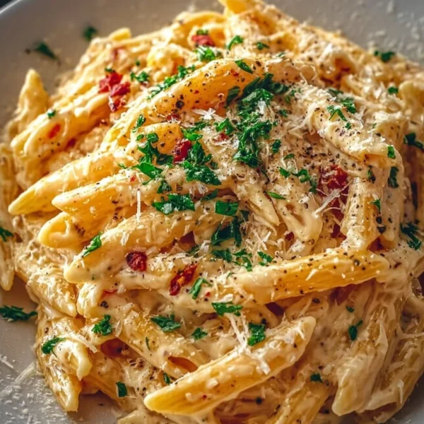 Delicious one pot creamy garlic pasta served in a bowl