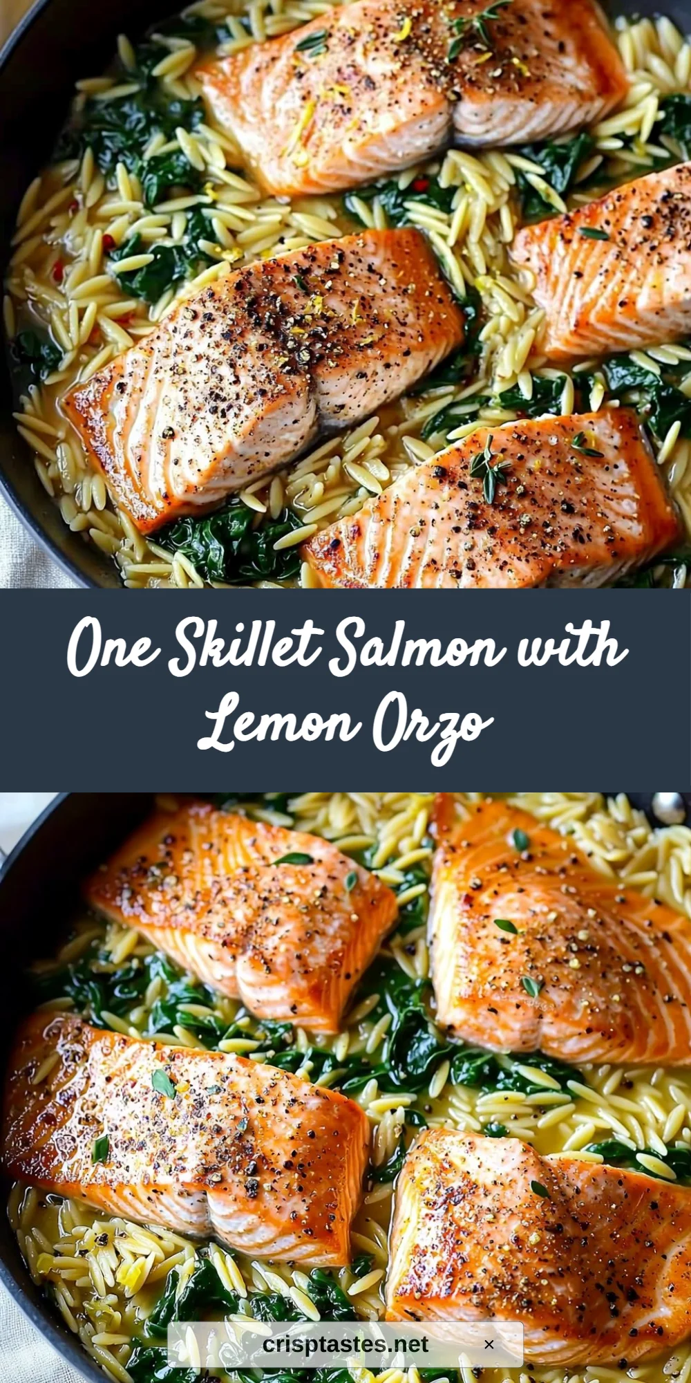One Skillet Salmon with Lemon Orzo