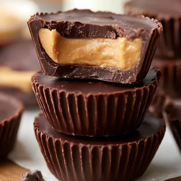 Homemade protein peanut butter cups with chocolate topping.