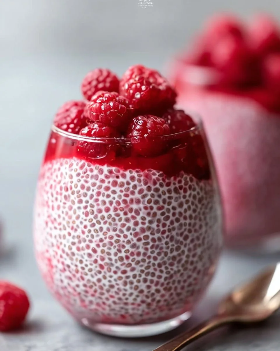 Raspberry Chia Pudding Sweetened with Maple Syrup