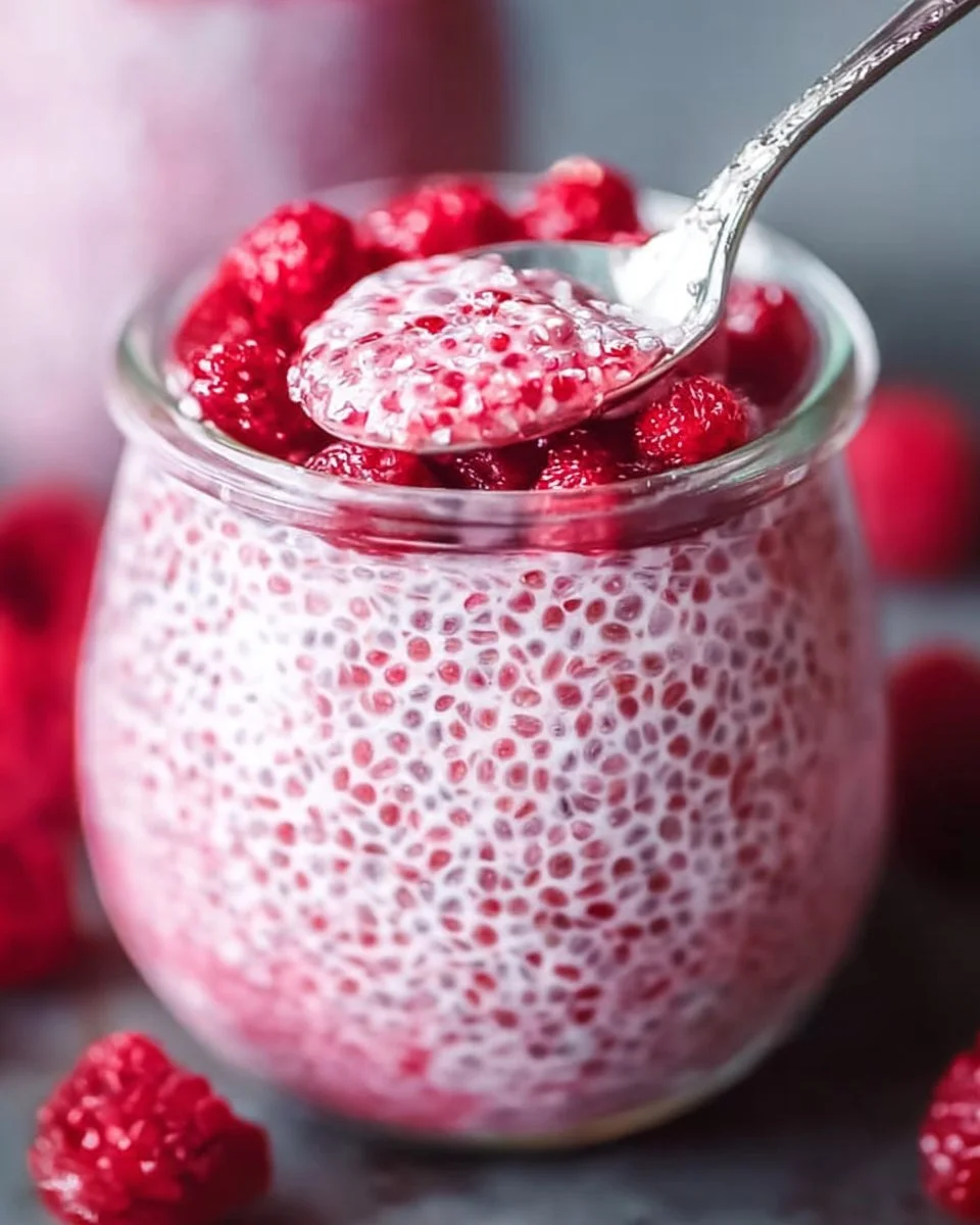 Raspberry Chia Pudding Sweetened with Maple Syrup