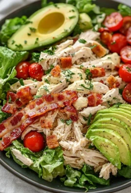 Savory BLT chicken salad with lettuce, bacon, and grilled chicken in a bowl