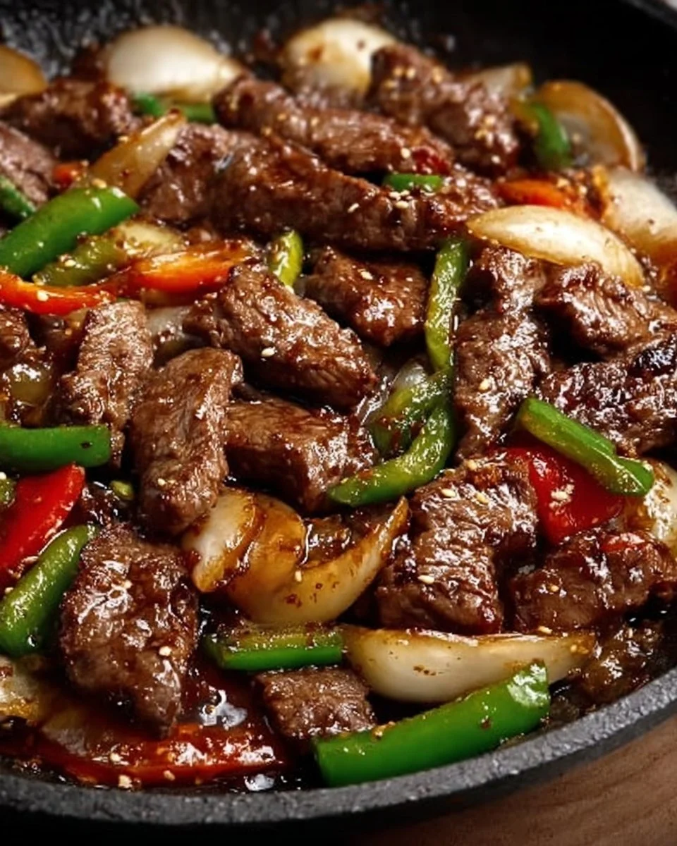 Sizzling Chinese Pepper Steak with Onions