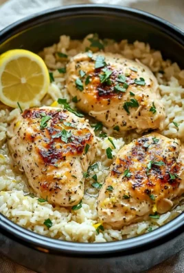 Slow cooker lemon herb chicken served with rice and fresh herbs.