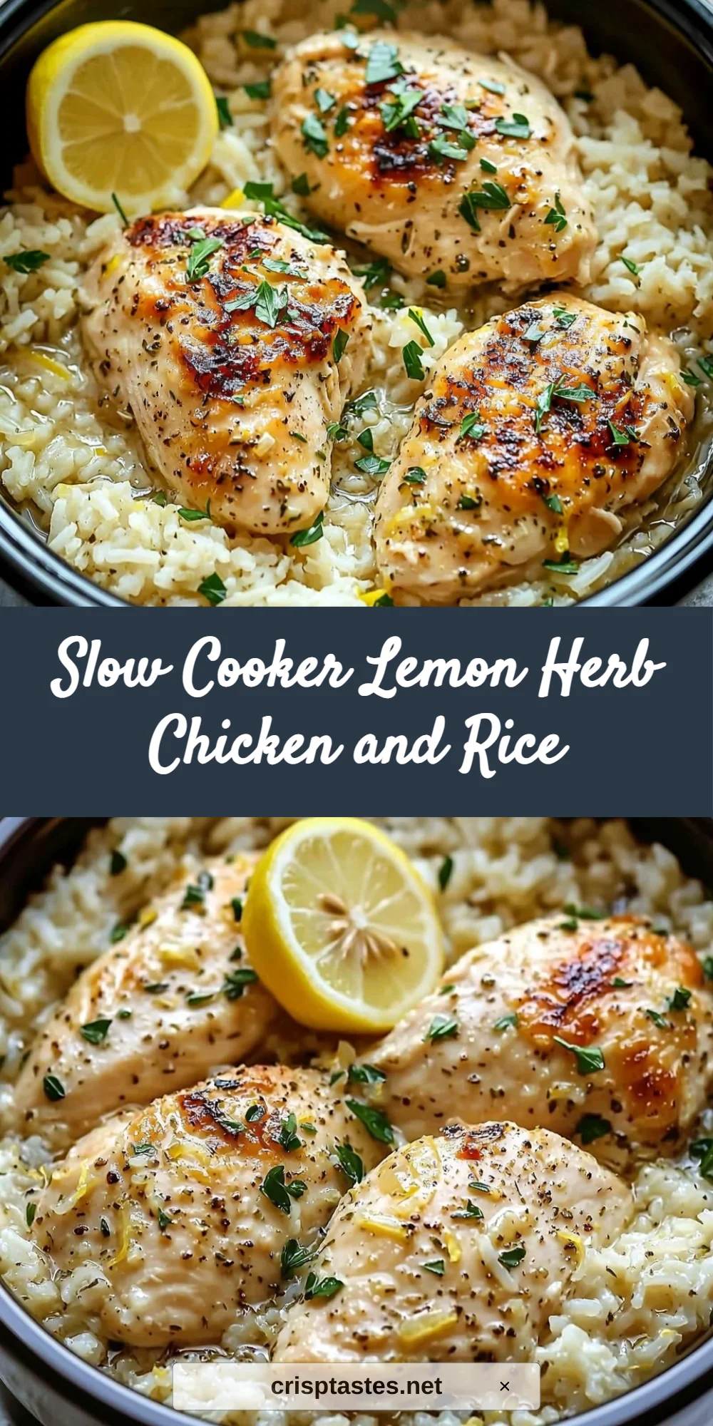 Slow Cooker Lemon Herb Chicken and Rice