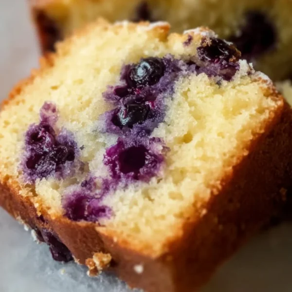 Soft and moist lemon blueberry yogurt cake with fresh blueberries