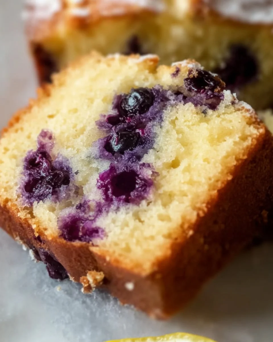 Soft and moist lemon blueberry yogurt cake with fresh blueberries