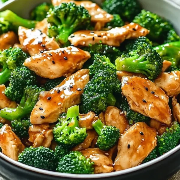 Stir-fried Chinese chicken with broccoli served in a bowl
