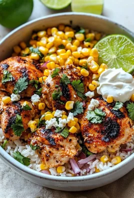 Delicious Street Corn Chicken Rice Bowl garnished with fresh toppings