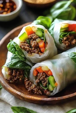 Delicious Thai Basil Beef Rolls served on a plate, showcasing freshness and flavor.