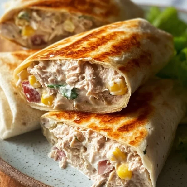 Delicious Tuna Melt Wrap with fresh ingredients and melted cheese