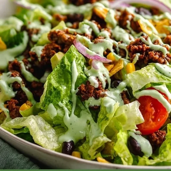 30-minute green goddess taco salad with fresh ingredients and vibrant colors