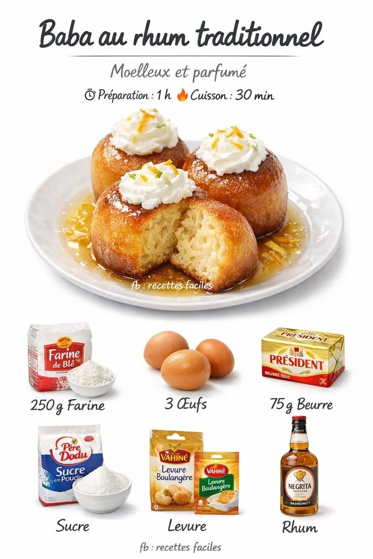 Baba au rhum traditionnel