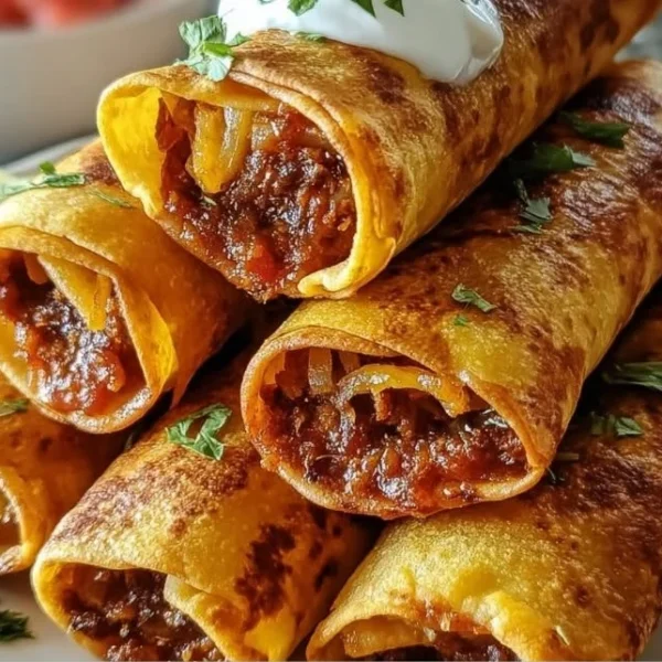 Plate of crispy baked and air-fried taquitos ready to serve.