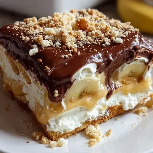 Delicious banana pudding eclair cake layered with creamy pudding and ripe bananas