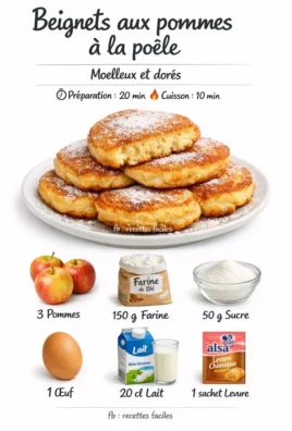 Beignets aux pommes à la poêle de grand-mère, délicieux et croustillants.