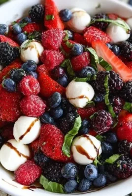 Berry Caprese Salad with strawberries, mozzarella, and fresh basil
