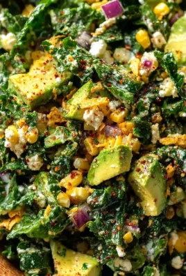 Vibrant Mexican street corn kale salad with fresh toppings and dressing