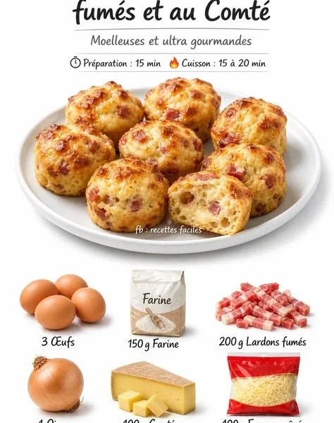 Delicious smoked bacon bites paired with Comté cheese on a serving platter