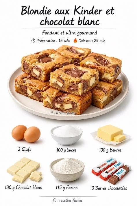 Blondie with Kinder and white chocolate