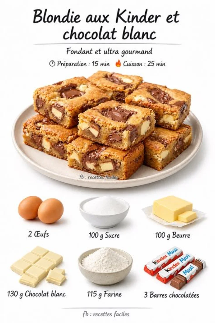 Blondie with Kinder and white chocolate