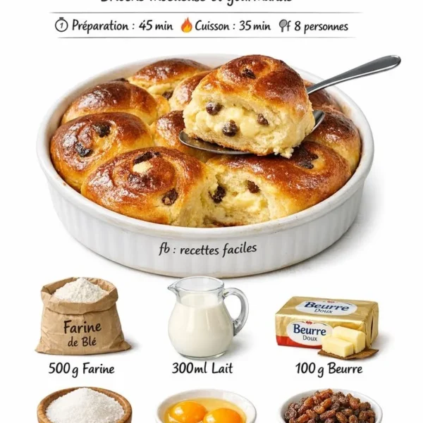 Brioche chinoise à la crème pâtissière, douce et moelleuse, garnie de crème.