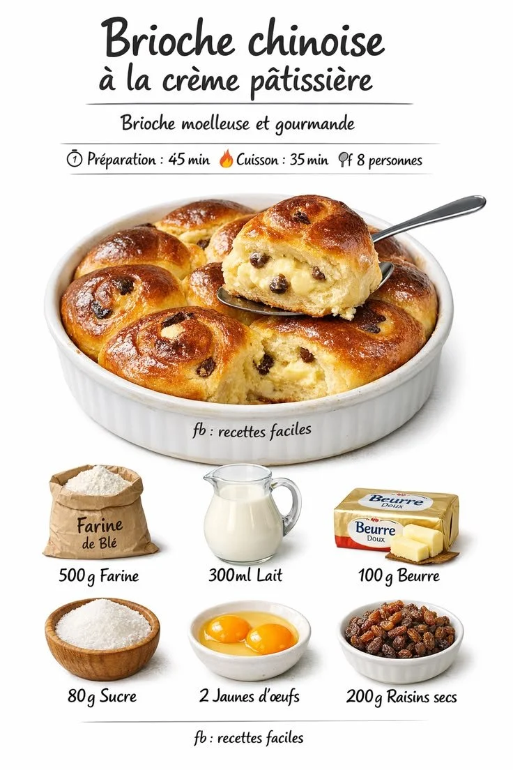 Brioche chinoise à la crème pâtissière