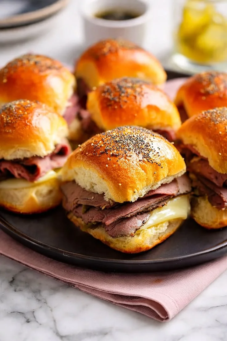 Buttery Italian Roast Beef Hawaiian Roll Sliders