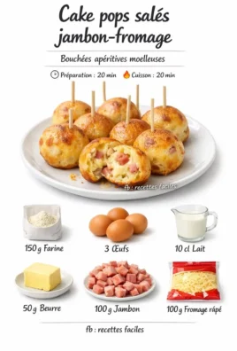 Cake pops salés au jambon et fromage présentés sur une jolie assiette.