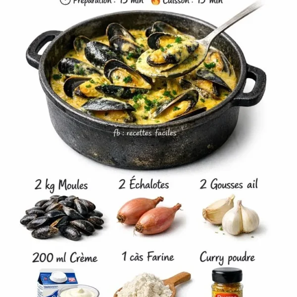 Delicious Charentaise mussel stew served in a bowl with fresh herbs