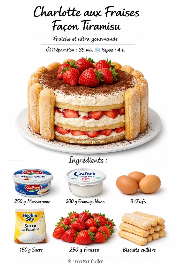 Charlotte aux Fraises Façon Tiramisu