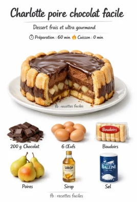Recette de Charlotte poire chocolat facile et délicieuse